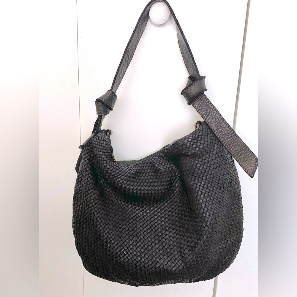 Black woven leather purse from Paris, france